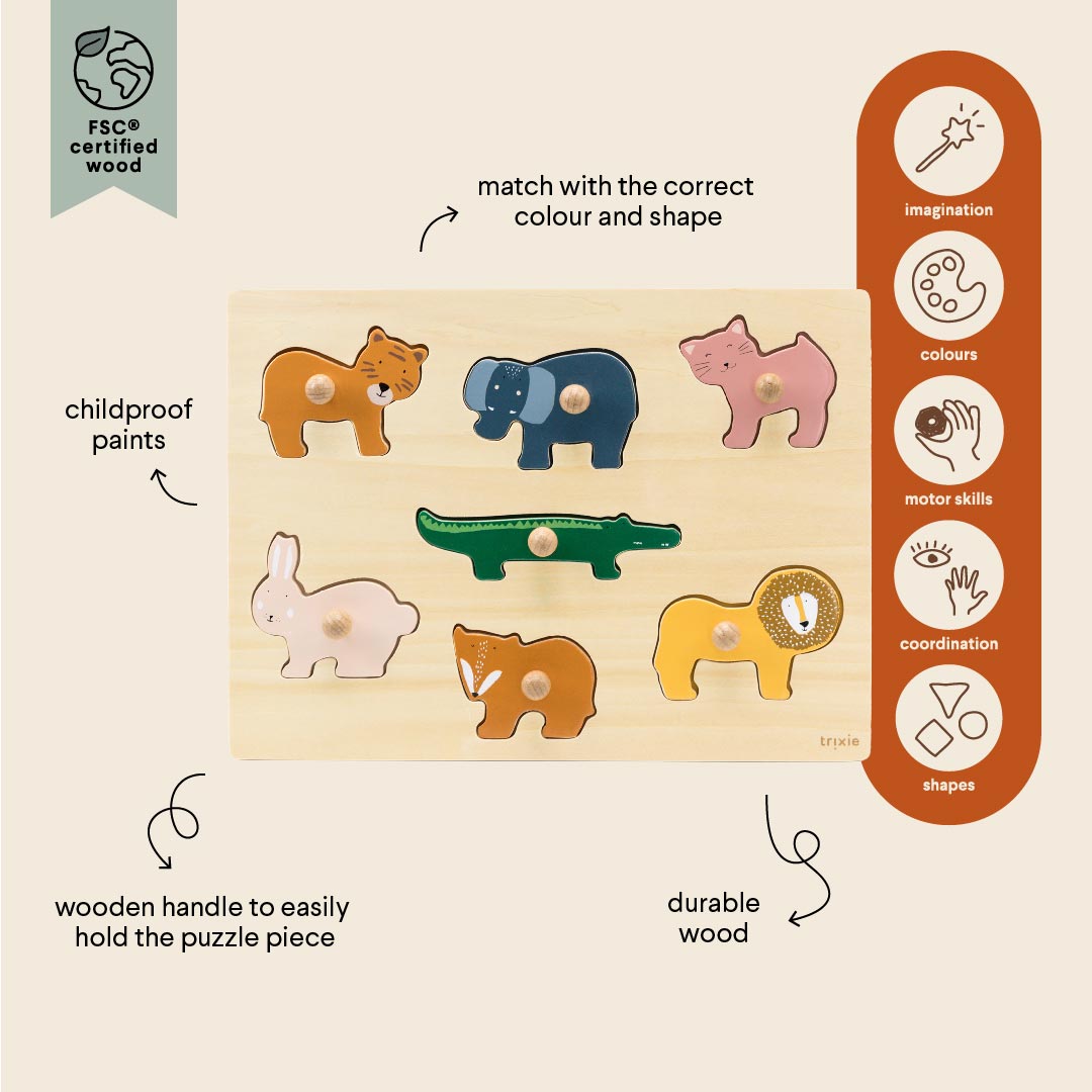 Puzzle animal en bois 7pcs  